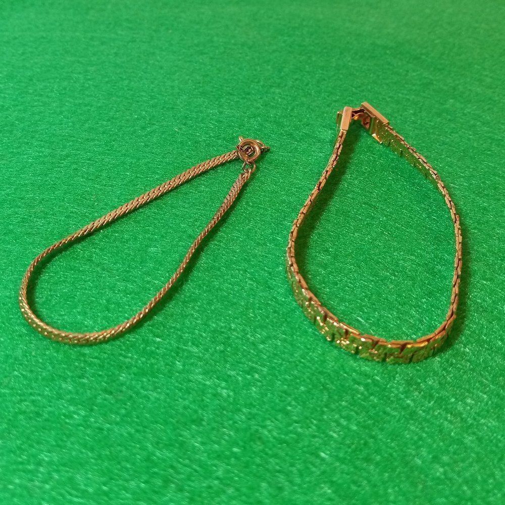 Vintage Goldtone Metal Bracelets(2) Granny Chic Textured